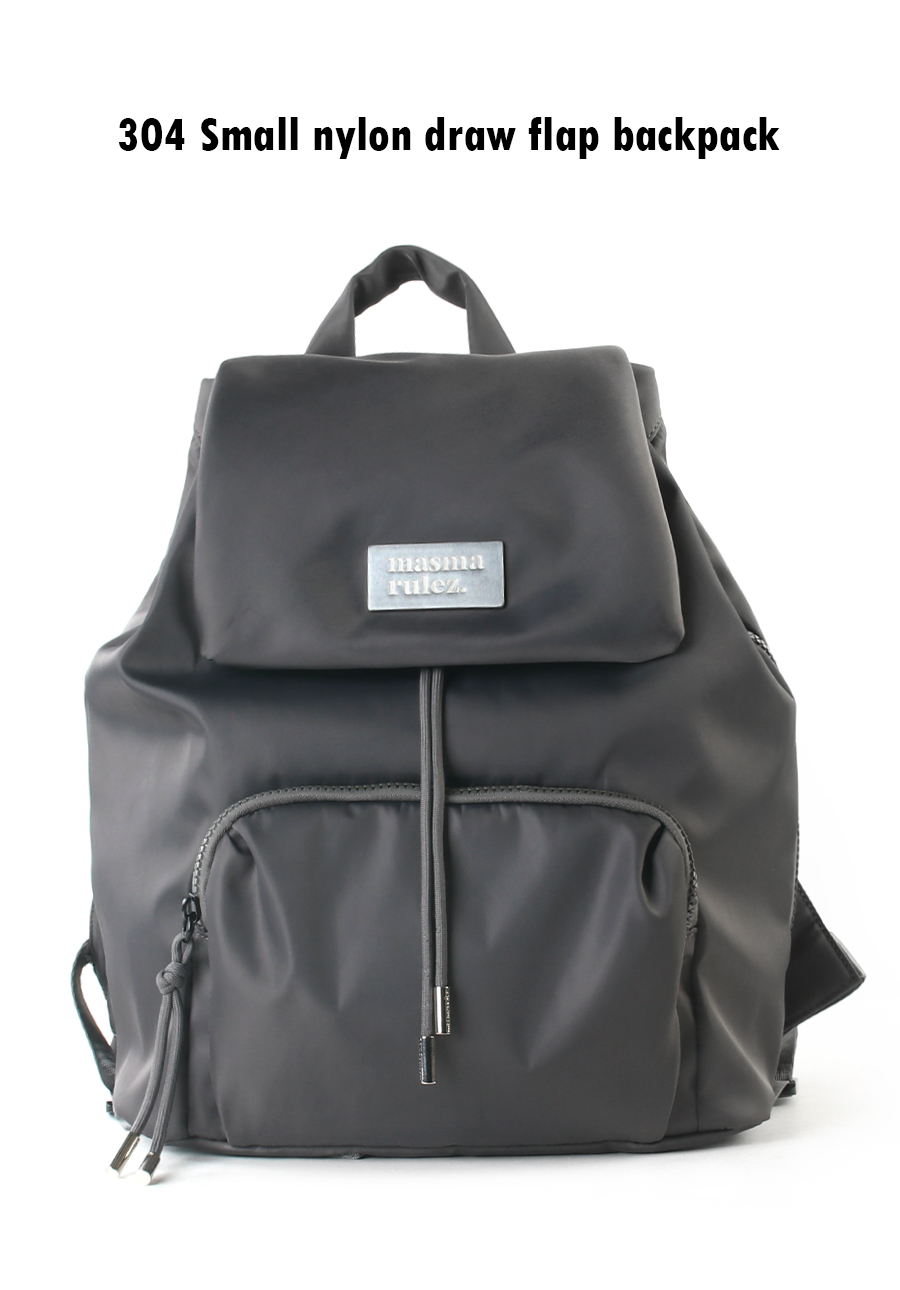 304 Small nylon draw flap backpack_Dark gray : Masmarulez